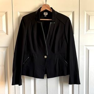 Knit Anne Klein blazer w/ faux leather trim